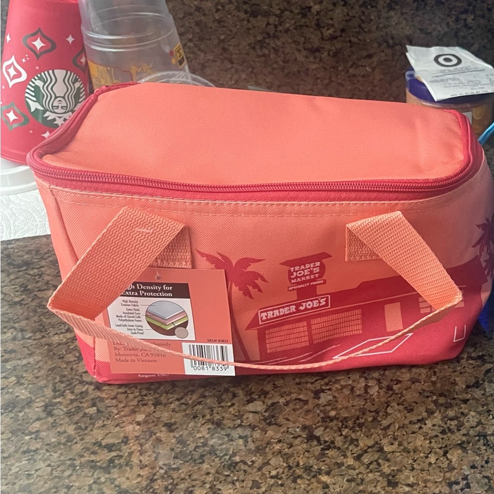 Trader Joe's Insulated Lunch Bag in Red and Pink